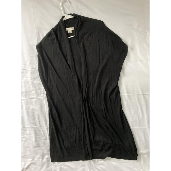 Coldwater‎ Creek Cardigan Sweater Women 2X Black Open Front Dolman Pocket Knit - Picture 5 of 12